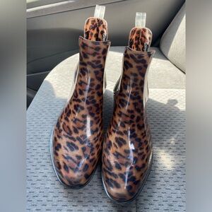 A new day rain booties Ankle boots Leopard Animal Print size 8 women’s